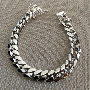 Pulsera de Eslabones cubanos Plata 999- 10mm de ancho